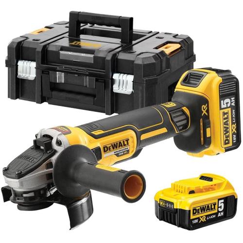 [DCG405P2-QW] 18V XR 125mm bürstenloser Winkelschleifer mit Schiebeschalter 2x 5.0Ah in TSTAK