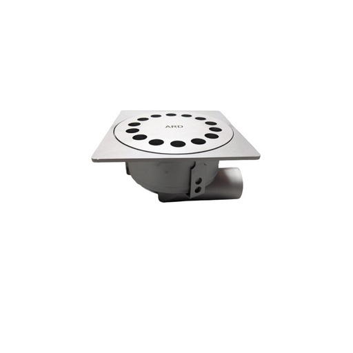 [KLOKI30H1] Kloksifon inox 30x30 L15 met mand H=261mm Horizontale uitlaat dia 110mm