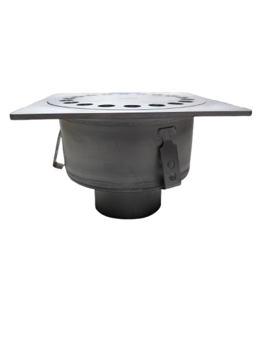 [KLOKI30V1] Syfon zegarowy stal nierdzewna 30x30 L15 z koszem H=116mm Wylot pionowy śr. 110mm