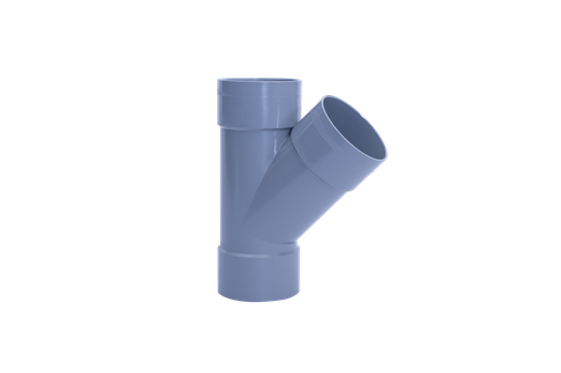 [T504] Trójnik PVC śr. 50 45° 3xM szary