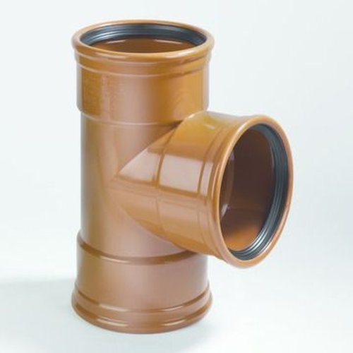 [TB1258RB] PVC T-stuk dia 125 87° 3xM roodbruin benor SN4