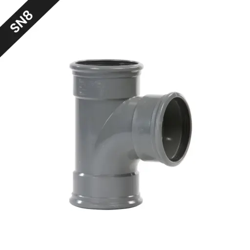 [TB1608SN8] Trójnik odwodnienia ulicznego PVC śr. 160 87° 3xM szary benor SN8 (na zamówienie)