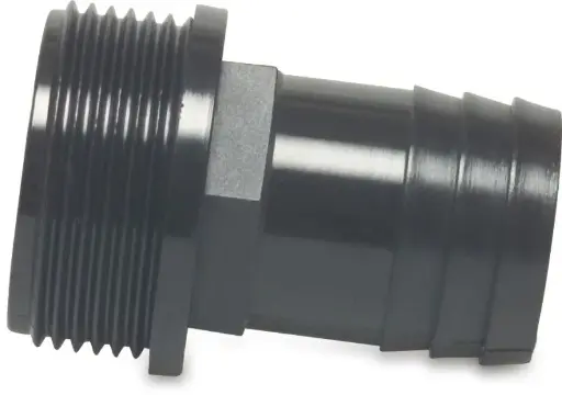 [0440600] Króciec węża PP 1/2" x 9 mm gwint zewnętrzny x przelotka węża 6bar czarny typ rec
