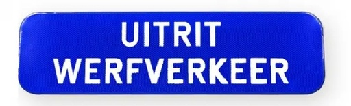 [UITRIT700/200] Verkeersbord T2 "uitrit werfverkeer" SB250 700x200 blauw