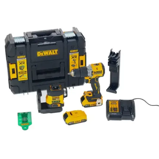 [DCK2095D2T-QW] 18V XR SET : Laser compact 3x360° + Perceuse + 2x2.0Ah
