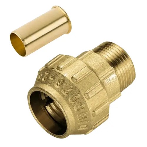 [PE32X1MGAS] PE-Messing-Kupplung Gas 32x1" ML + Stützrohr