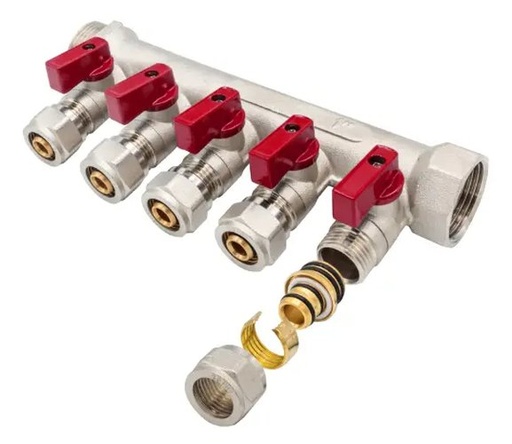 [VERDBKMV1-5x16R] Distributor with globe valve 1" 5x16 red