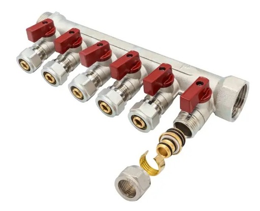 [VERDBKMV1-6x16R] Distributor with globe valve 1" 6x16 red