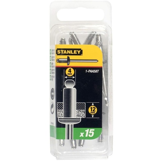 [1-PAA58T] Rivets aveugles Stanley 4x12mm (15pcs)