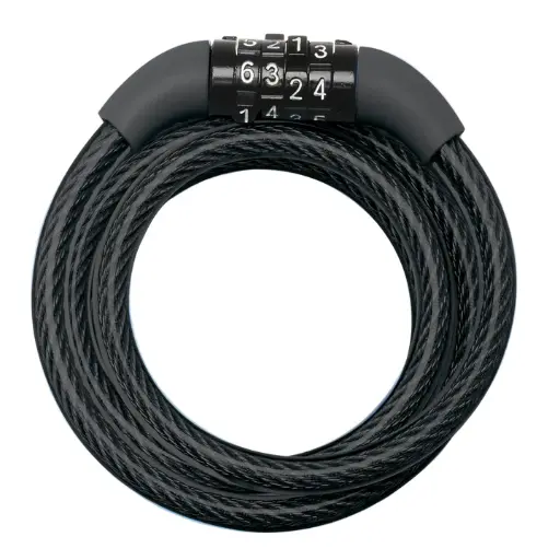 [8143EURDPRO] Zapięcie rowerowe szyfrowe (spiralne) czarne 1,2 m x 8 mm