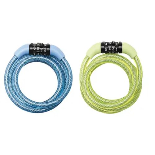 [8143EURDPROCOL] Zapięcia rowerowe z szyfrem (spiralne) 1,2 m x 8 mm (niebieskie lub zielone)